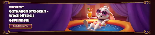 Weißes Maskottchen mit Sonnenbrille im Pool mit Drink